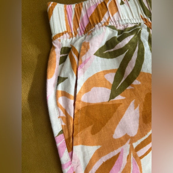 Women's C&C California Elastic Waist 100%
Linen Orange Floral Pants - Picture 8 of 8